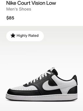 Nike Court Vision Low Black and White Leather Sneakers